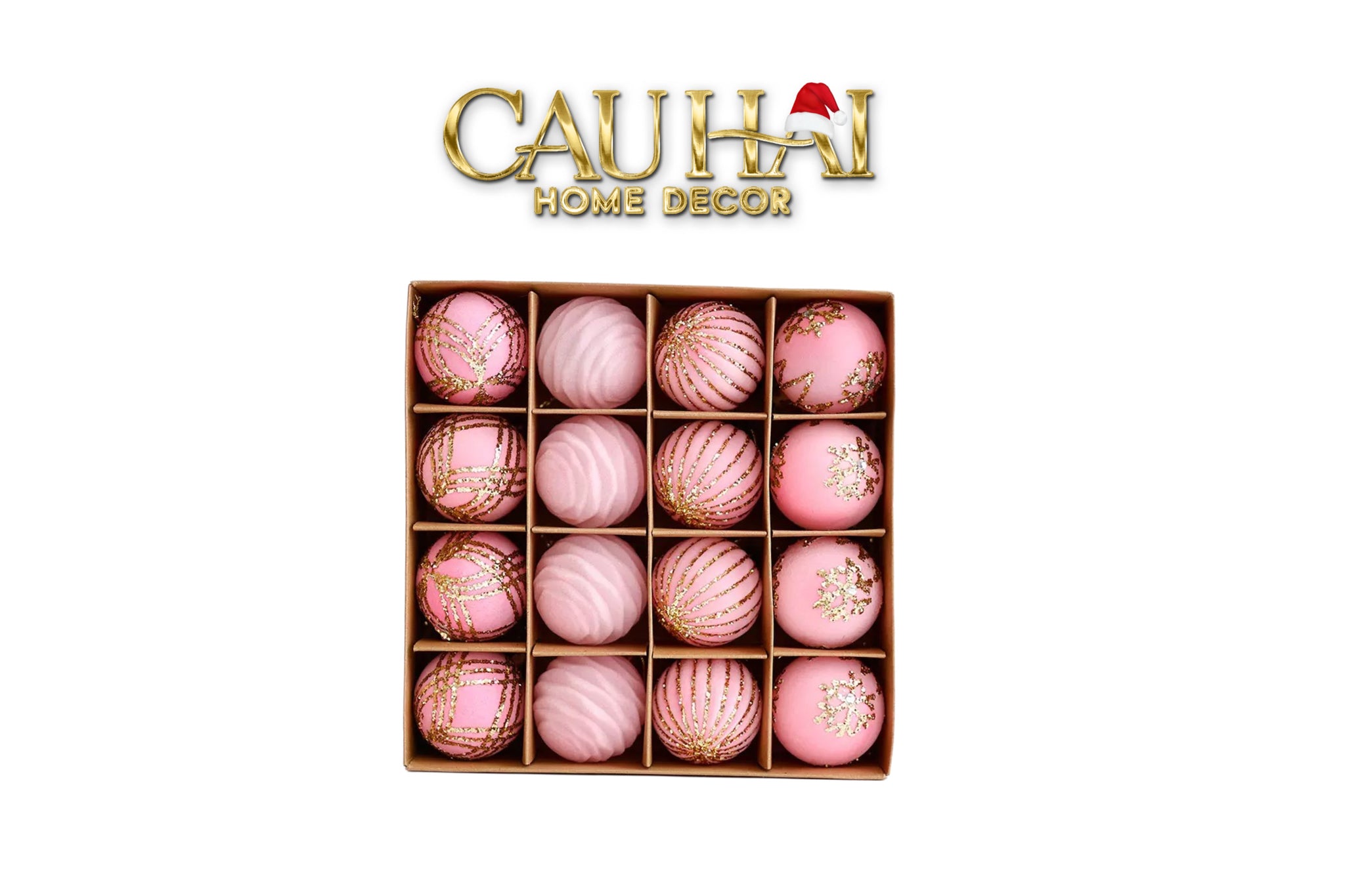 FÊTES COUTURE - SET CHÂU NHUNG ROUGE VELOUR CHRISTMAS ORNAMENTS 16PCS - CẬU HAI HOME DECOR