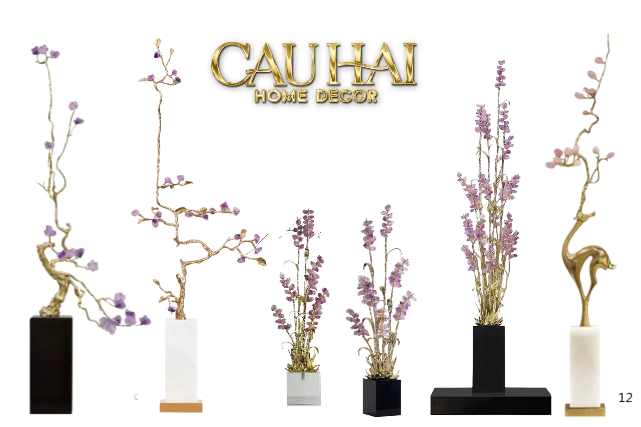 HOME COUTURE - TƯỢNG LÚA MÌ BRASSON ÉPI DORÉ AMÉTHYSTE PREMIÈRE GALERIE - CẬU HAI HOME DECOR