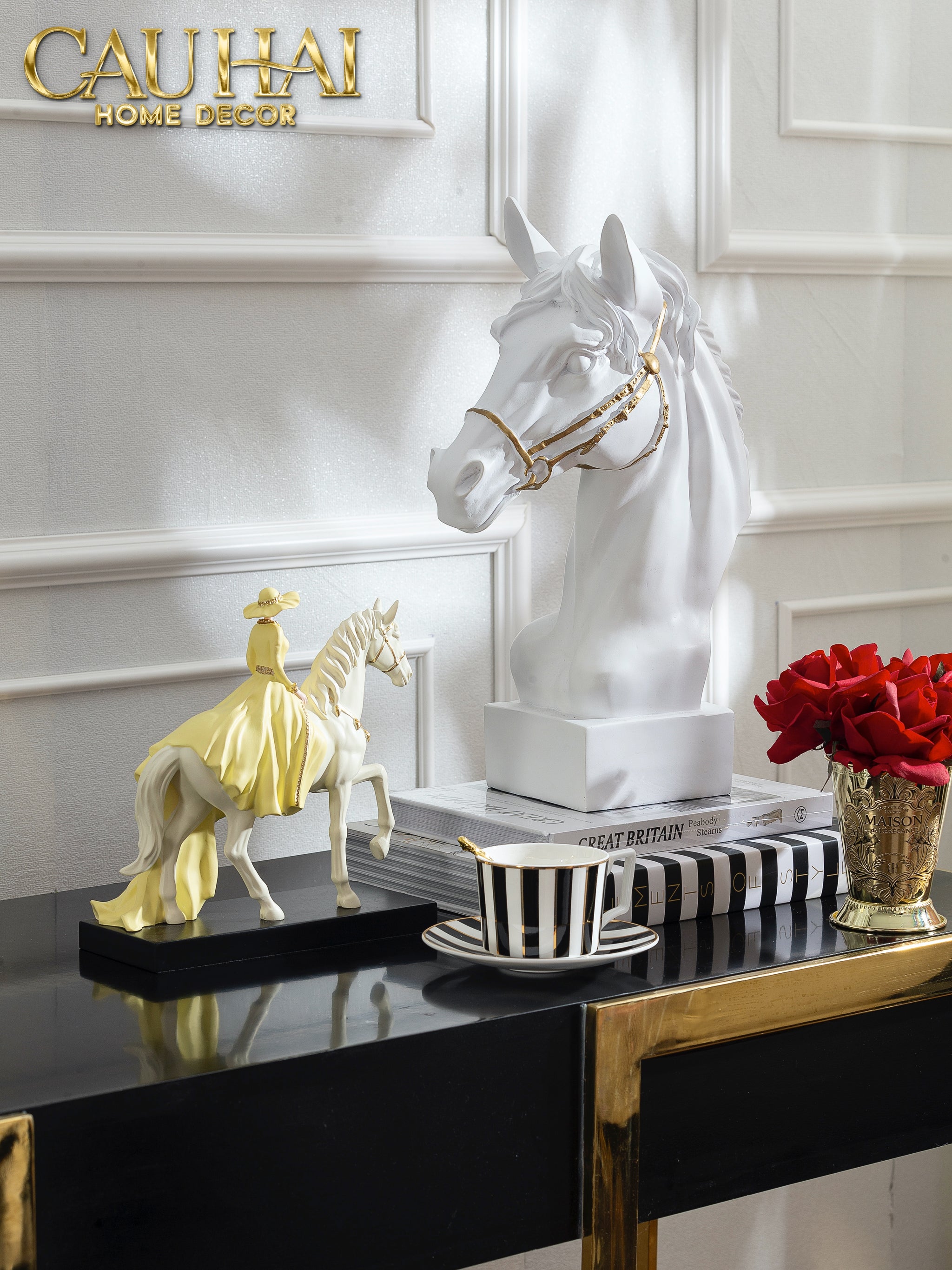 TƯỢNG THE DIVINE PEGASUS - WHITE H43-CẬU HAI HOME DECOR