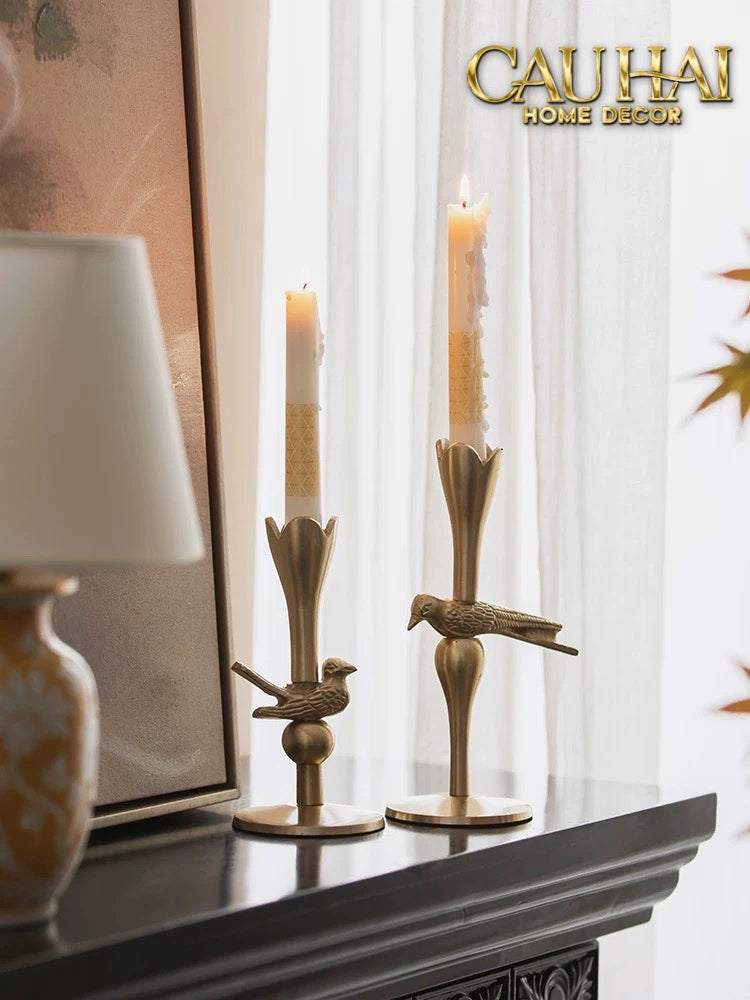 FÊTES COUTURE - SET 2 ĐẾ NẾN BRASSON BIRD HARMONIA CANDLE HOLDERS - CẬU HAI HOME DECOR