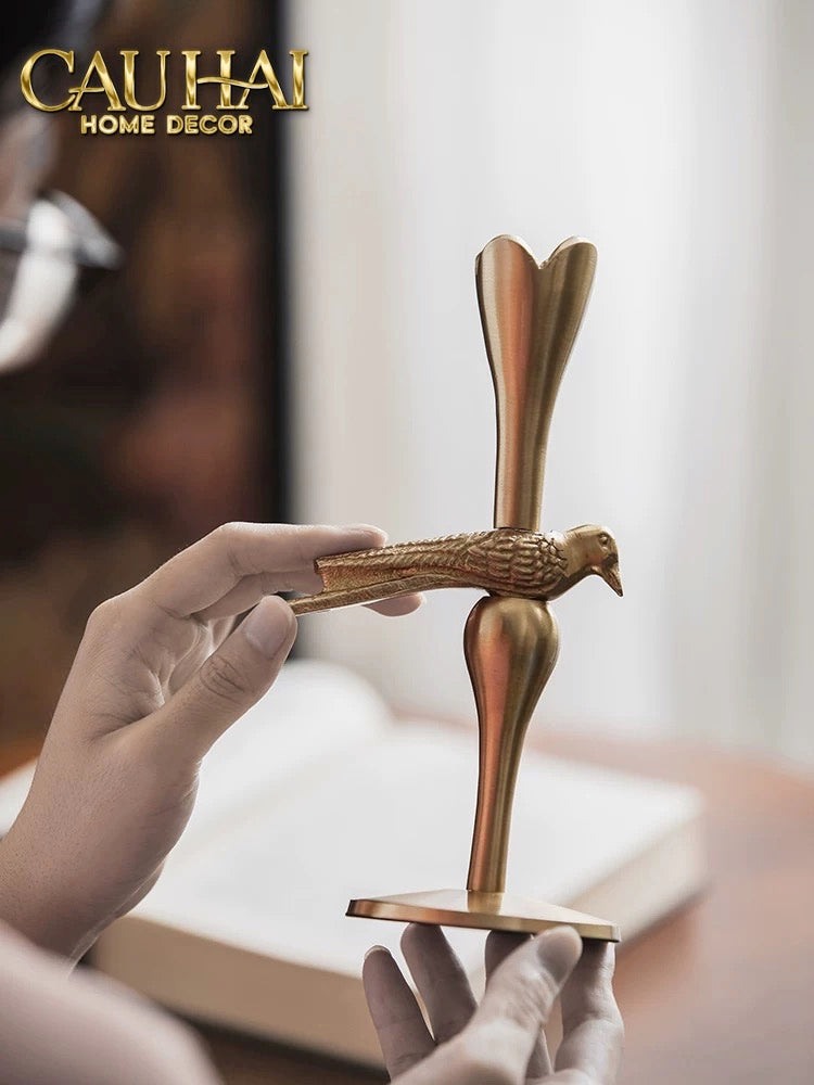 FÊTES COUTURE - SET 2 ĐẾ NẾN BRASSON BIRD HARMONIA CANDLE HOLDERS - CẬU HAI HOME DECOR