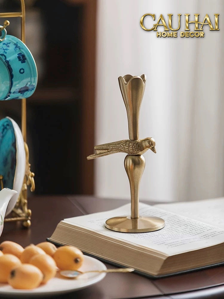 FÊTES COUTURE - SET 2 ĐẾ NẾN BRASSON BIRD HARMONIA CANDLE HOLDERS - CẬU HAI HOME DECOR