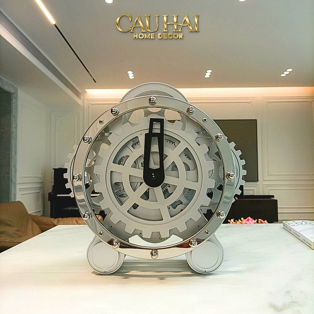 ELYSIAN - ĐỒNG HỒ CƠ HOLOGRAM MÉCANIQUE ARGENT TABLE CLOCK - CẬU HAI HOME DECOR