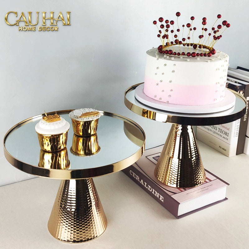 KHAY GƯƠNG TRÒN GOLD LUXOR PEDESTAL H13/15 - CẬU HAI HOME DECOR
