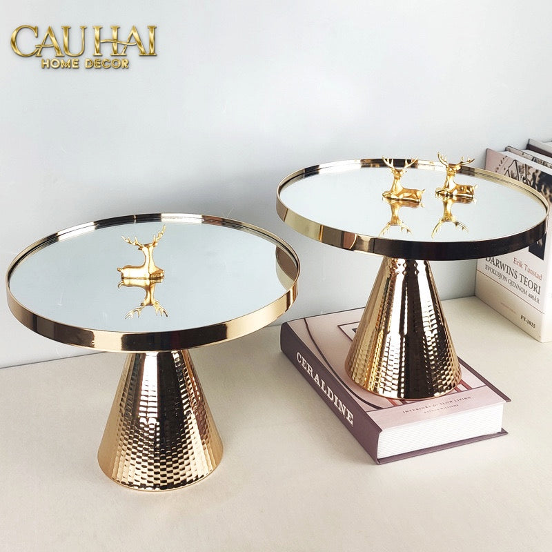 KHAY GƯƠNG TRÒN GOLD LUXOR PEDESTAL H13/15 - CẬU HAI HOME DECOR