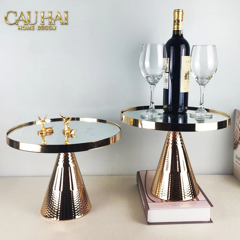 KHAY GƯƠNG TRÒN GOLD LUXOR PEDESTAL H13/15 - CẬU HAI HOME DECOR