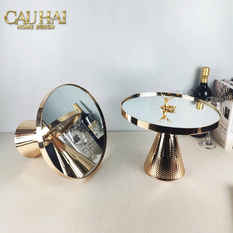 KHAY GƯƠNG TRÒN GOLD LUXOR PEDESTAL H13/15 - CẬU HAI HOME DECOR