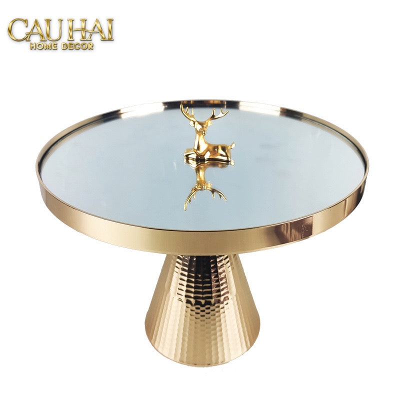 KHAY GƯƠNG TRÒN GOLD LUXOR PEDESTAL H13/15 - CẬU HAI HOME DECOR