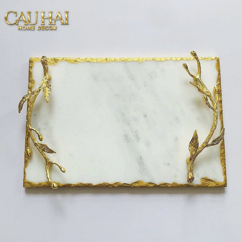 HOME COUTURE - KHAY ĐÁ MANHATTAN URBAN GOLD LUXE MARBLE TRAY - CẬU HAI HOME DECOR