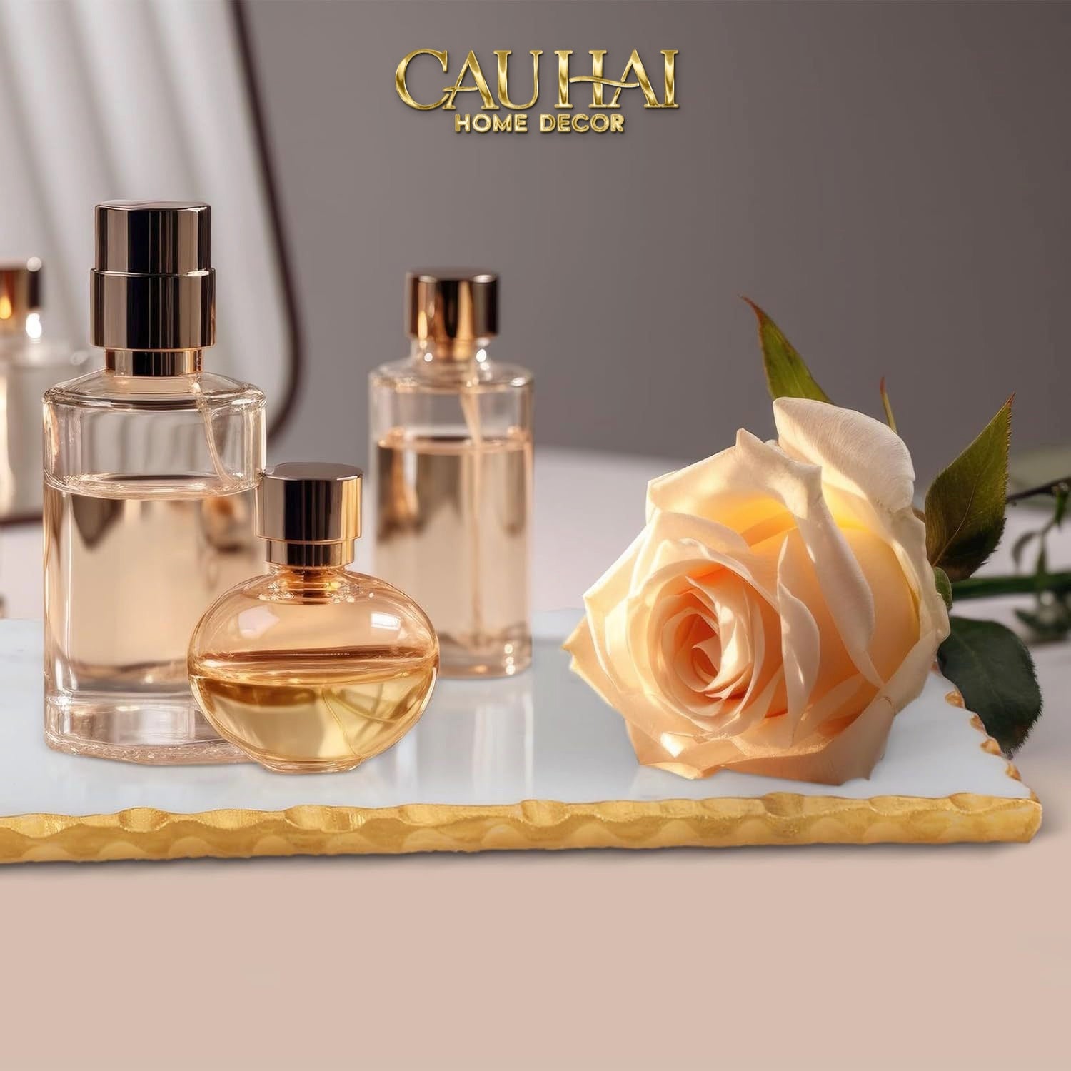 HOME COUTURE - KHAY ĐÁ MANHATTAN URBAN GOLD LUXE MARBLE TRAY - CẬU HAI HOME DECOR