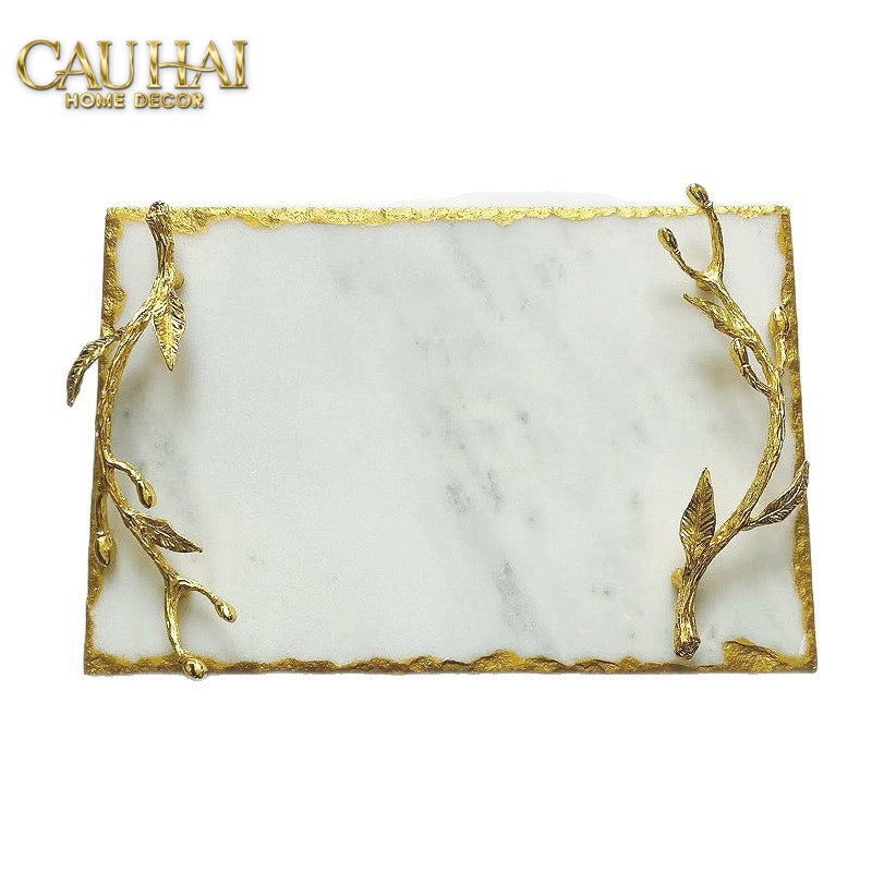 HOME COUTURE - KHAY ĐÁ MANHATTAN URBAN GOLD LUXE MARBLE TRAY - CẬU HAI HOME DECOR