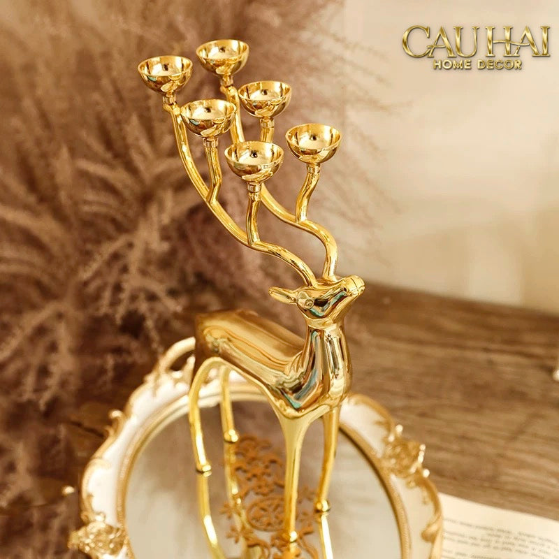 FÊTES COUTURE - ĐẾ NẾN HƯƠU LUMIÈRE DU CERF – GILDED CANDLE HOLDER ANTLER - CẬU HAI HOME DECOR