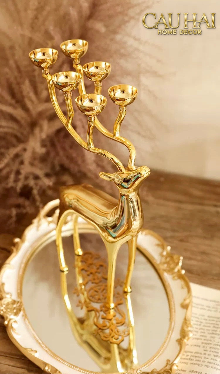FÊTES COUTURE - ĐẾ NẾN HƯƠU LUMIÈRE DU CERF – GILDED CANDLE HOLDER ANTLER - CẬU HAI HOME DECOR