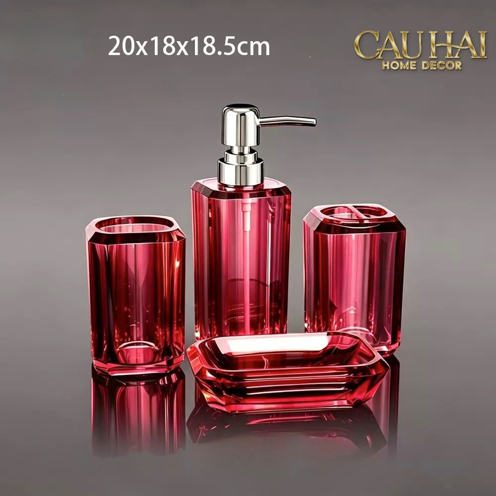 Set Nhà Tắm Acrylic Gemstone Ruby 4pcs-Set nhà tắm bathroom vanities-CẬU HAI HOME DECOR-CẬU HAI HOME DECOR