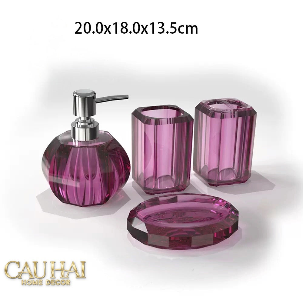 Set Nhà Tắm Acrylic Gemstone Lavender 4pcs-PHỤ KIỆN NHÀ TẮM-CẬU HAI HOME DECOR-CẬU HAI HOME DECOR