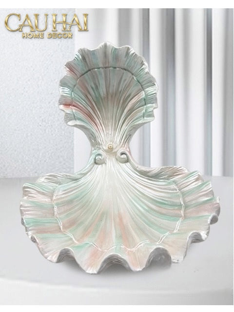 Đĩa Trang Trí Composite Ocean Pearl Pastel 38x36x36-Đĩa trang trí-CẬU HAI HOME DECOR-CẬU HAI HOME DECOR