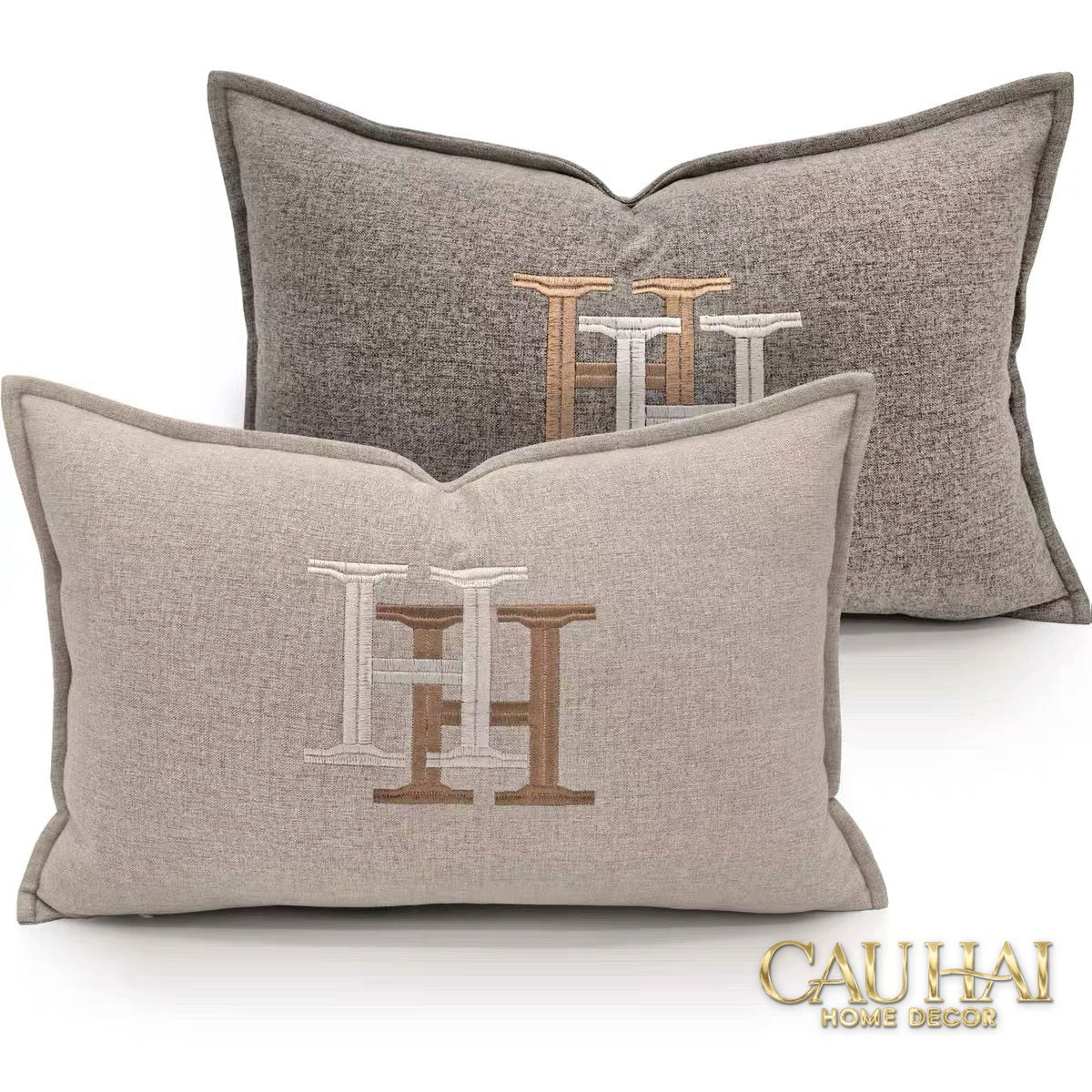 Vỏ Gối Linen Thêu Cheval Équestre Ivory 30x50-VỎ GỐI SOFA-CẬU HAI HOME DECOR-CẬU HAI HOME DECOR