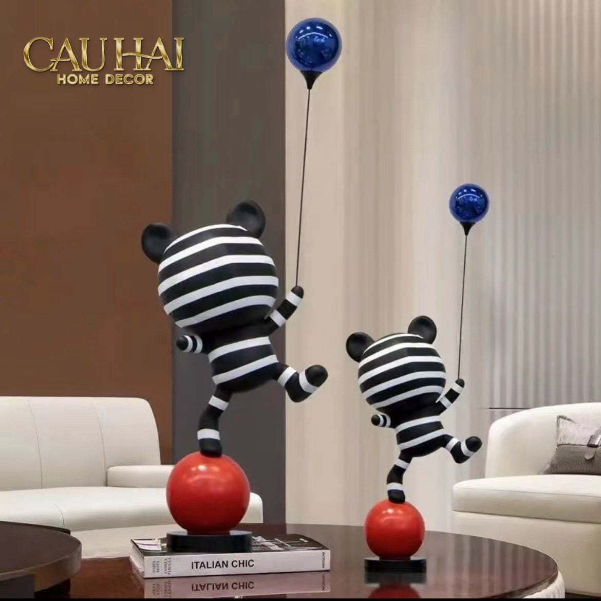 Tượng Gấu Pop Art Balloon Équilibre H65/H85-TƯỢNG TRANG TRÍ-CẬU HAI HOME DECOR-CẬU HAI HOME DECOR