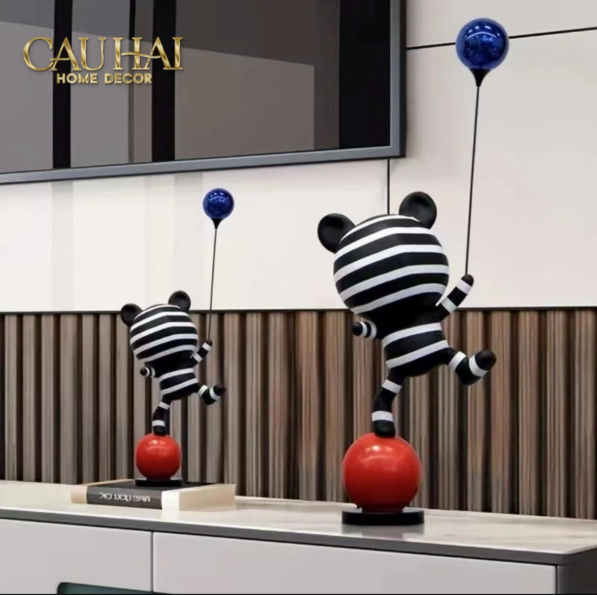 Tượng Gấu Pop Art Balloon Équilibre H65/H85-TƯỢNG TRANG TRÍ-CẬU HAI HOME DECOR-CẬU HAI HOME DECOR