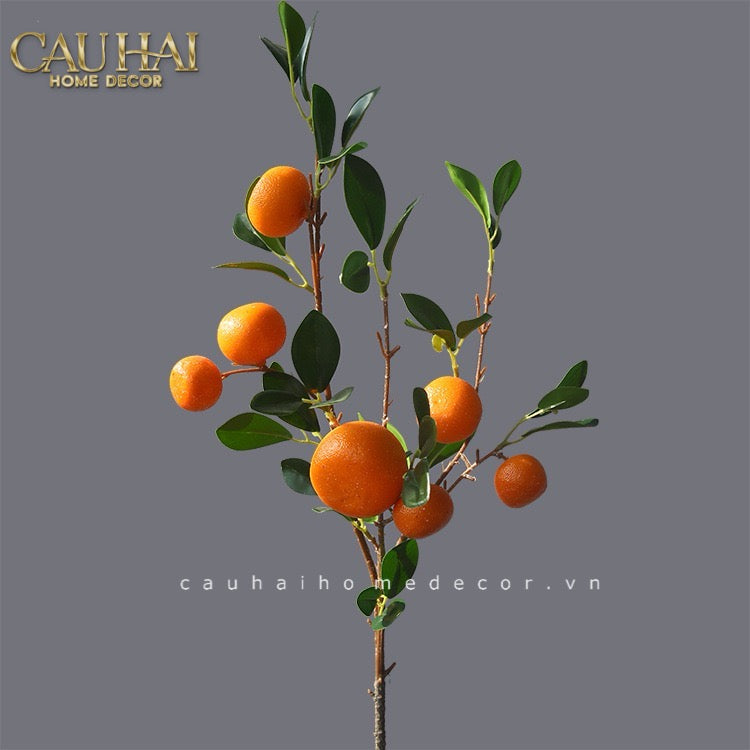 Set 2 Cành Quả Quýt Tangerines Ember/Amber - CẬU HAI HOME DECOR