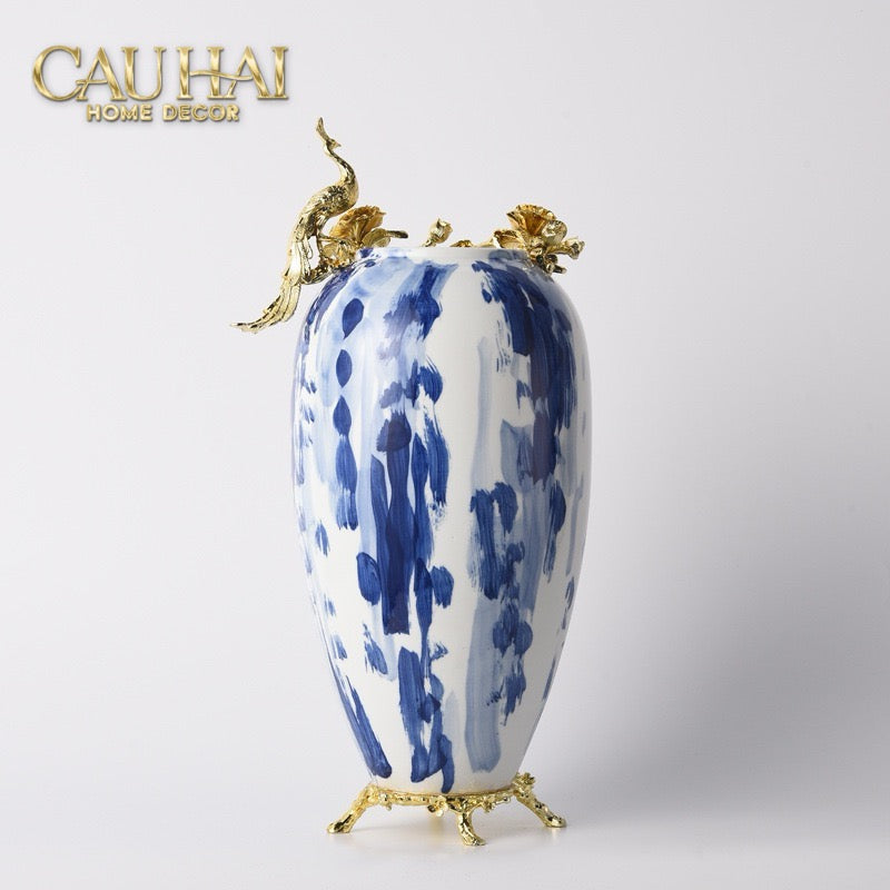 Maison Couture - Bình Hoa Vase à Plume d’Azur Paon H42 - CẬU HAI HOME DECOR
