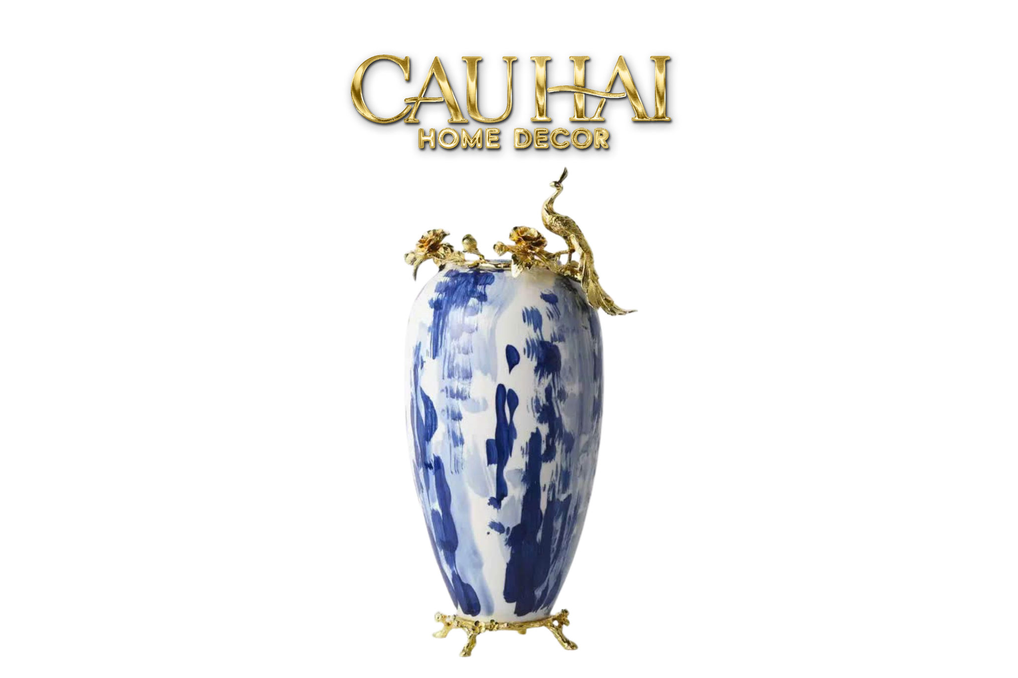 Maison Couture - Bình Hoa Vase à Plume d’Azur Paon H42 - CẬU HAI HOME DECOR