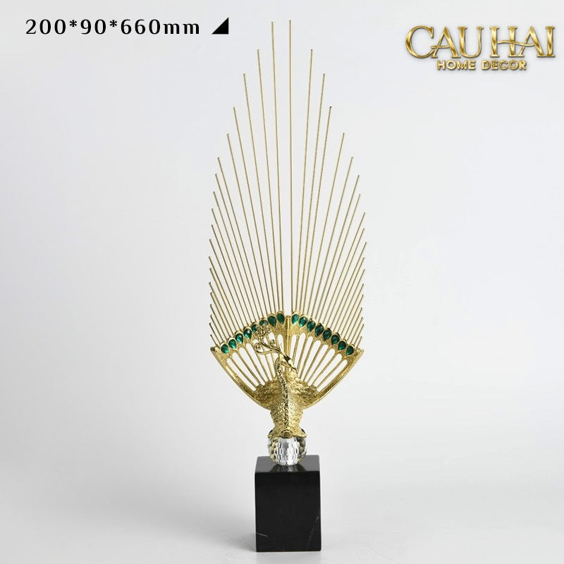 Maison Couture - Tượng Khổng Tước Paons Impériaux à Rayonnement Doré H66 - CẬU HAI HOME DECOR
