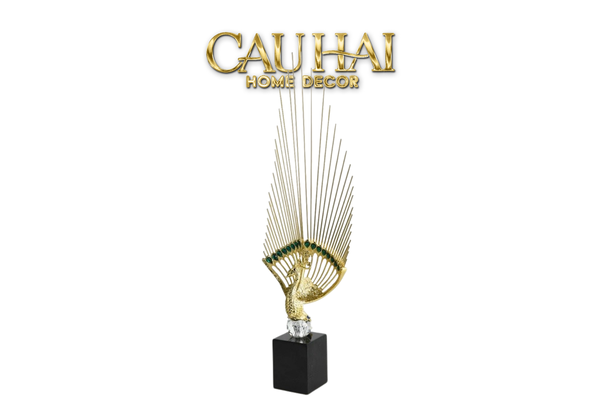 Maison Couture - Tượng Khổng Tước Paons Impériaux à Rayonnement Doré H66 - CẬU HAI HOME DECOR