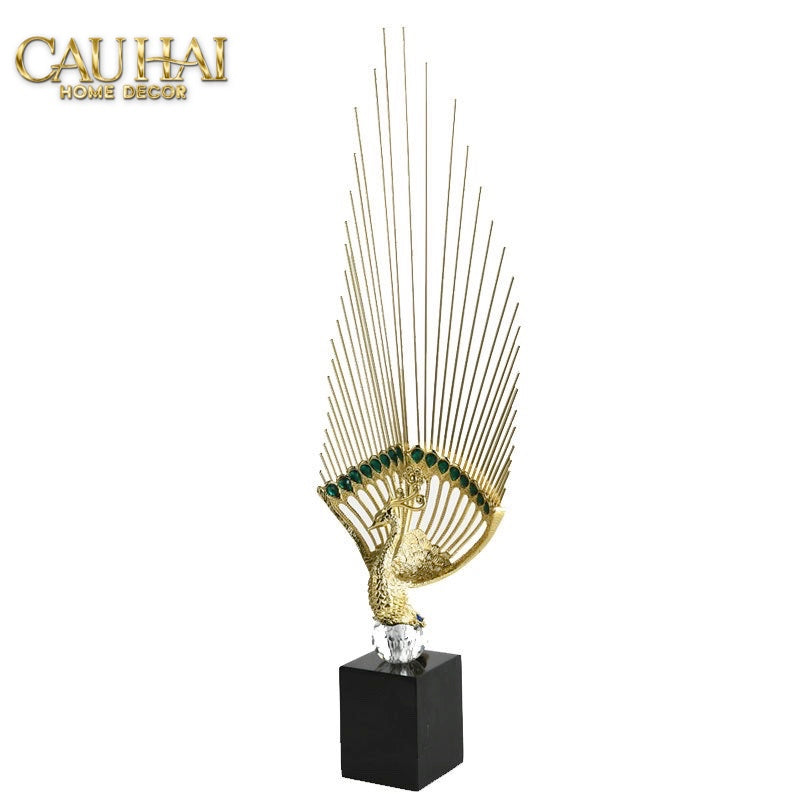 Maison Couture - Tượng Khổng Tước Paons Impériaux à Rayonnement Doré H66 - CẬU HAI HOME DECOR