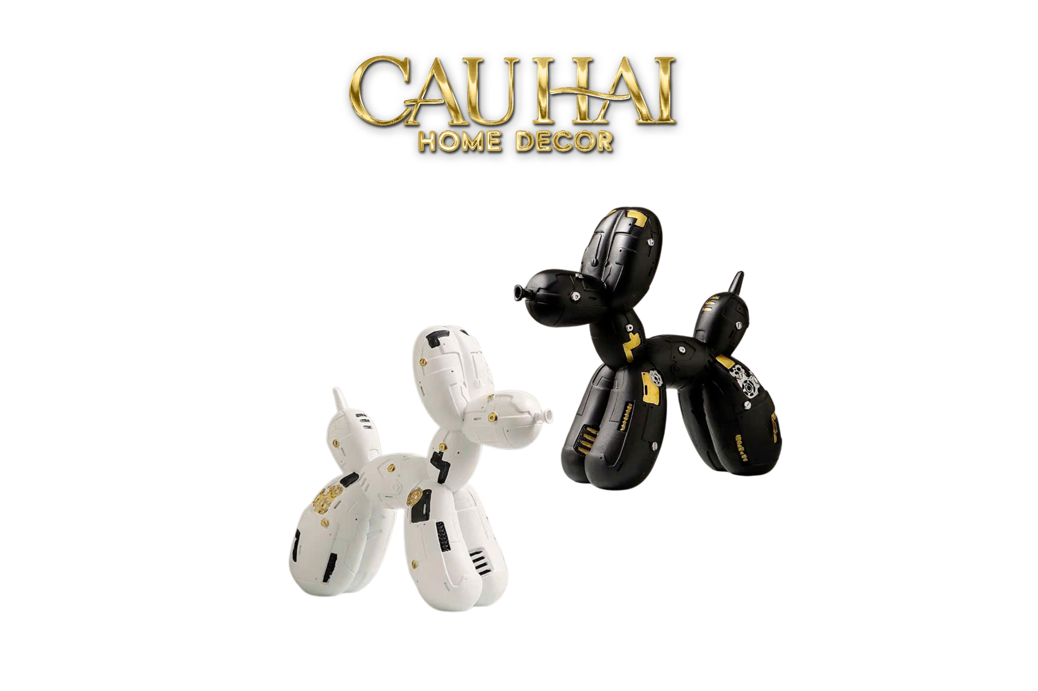TƯỢNG PUPPY BALLOON PUPP-X MÉCANIQUE BLANC / NOIR - CẬU HAI HOME DECOR