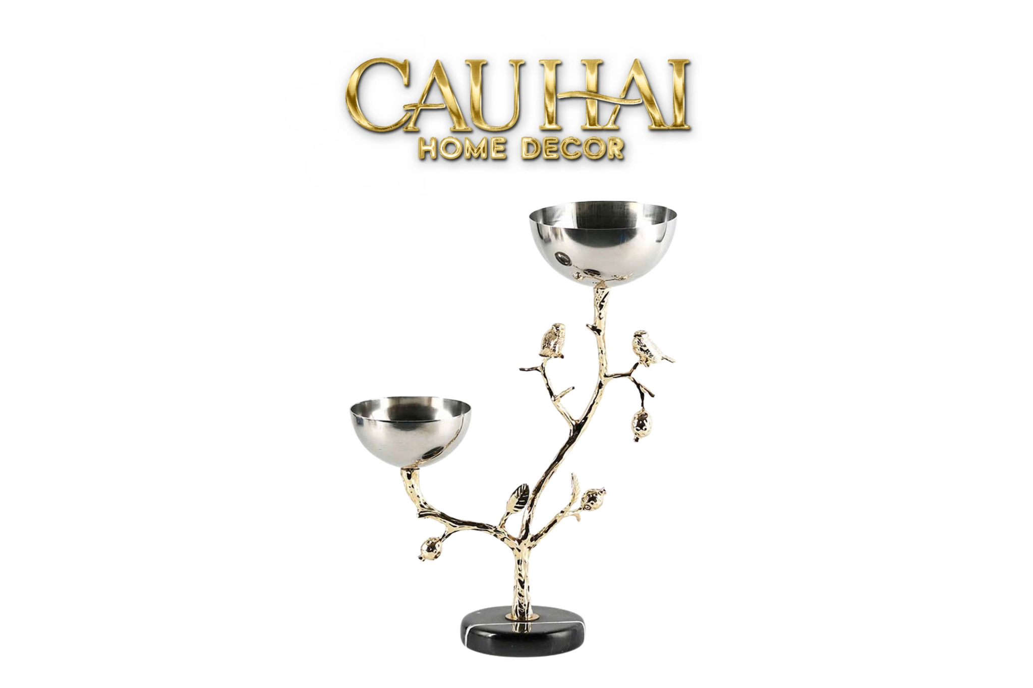 HOME COUTURE - ĐĨA PLATINUM BRANCHE CÉLESTE BOTANIQUE DISK-CẬU HAI HOME DECOR