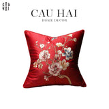 Tết Couture - Vỏ Gối Sofa Hoạ Tiết Thêu Hạnh Hoa 45X45Cm - CẬU HAI HOME DECOR