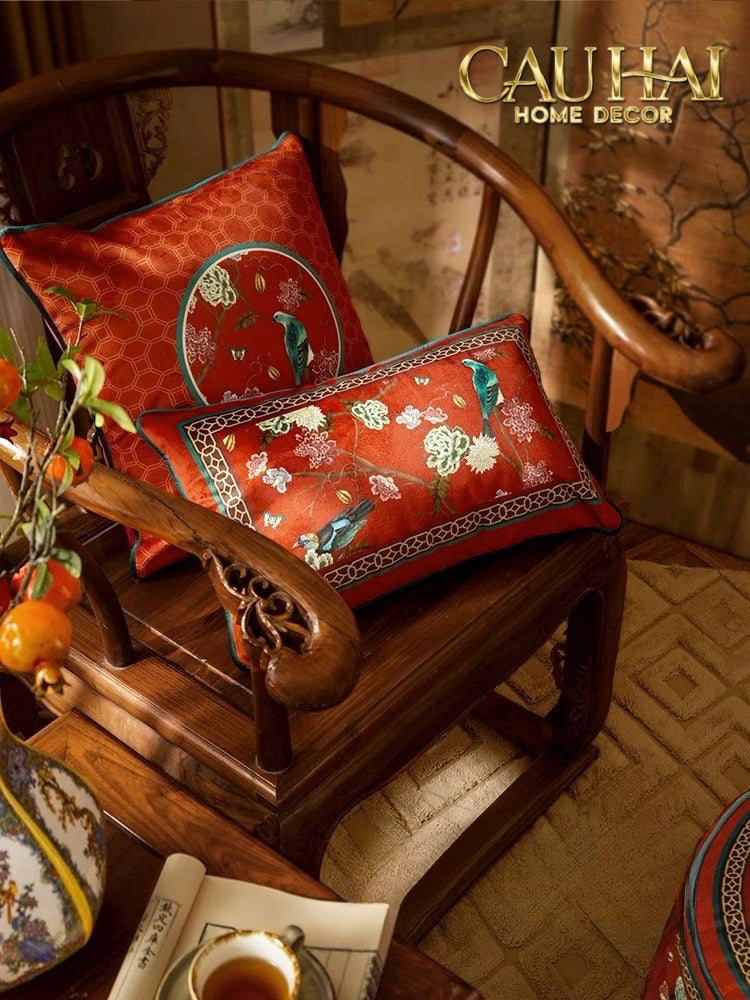 Tết Couture - Vỏ Gối Nhung Qing Dynasty Crimson Legacy 45 - CẬU HAI HOME DECOR
