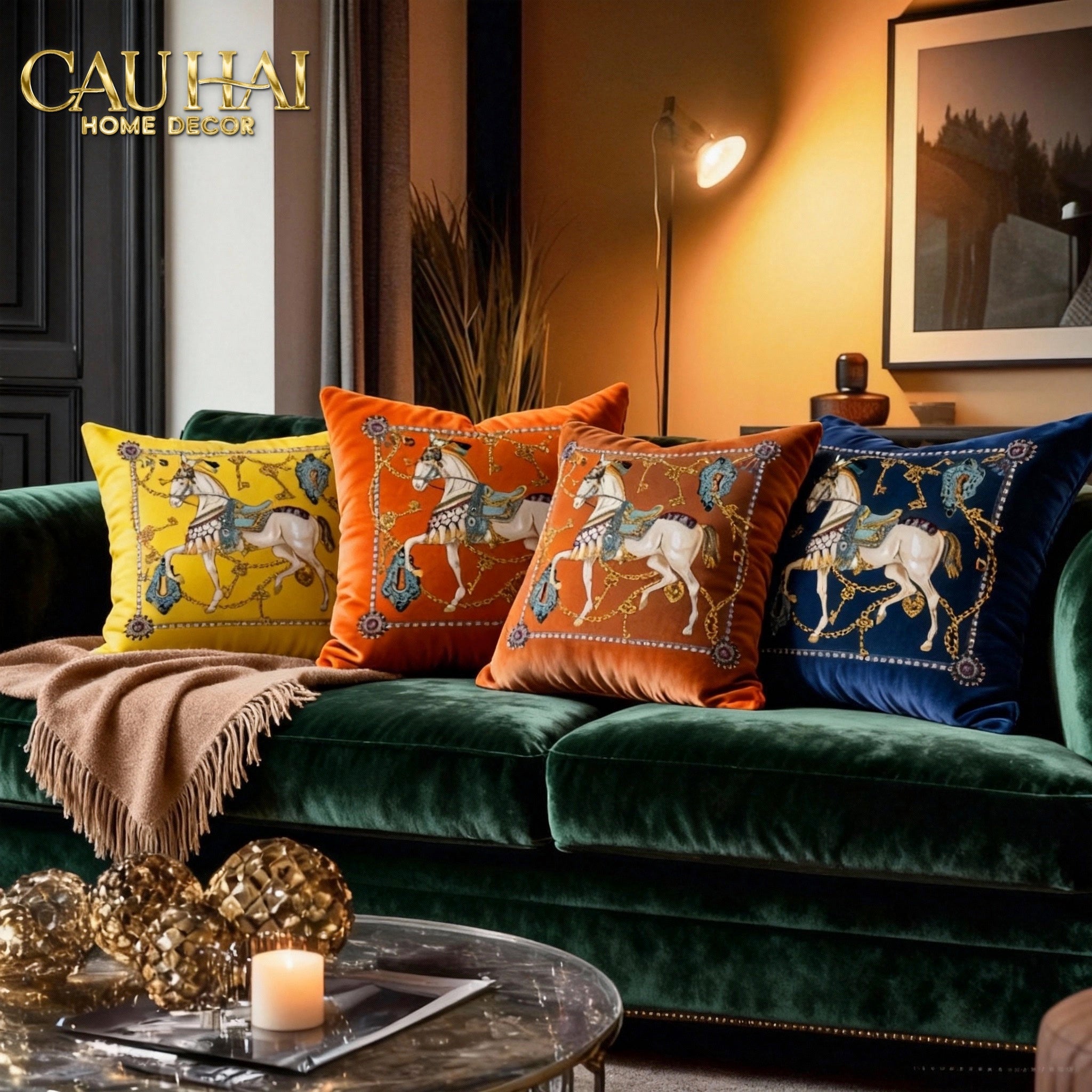 Maison Couture - Vỏ Gối Nhung Cheval d’Or de Dorées 45 - CẬU HAI HOME DECOR