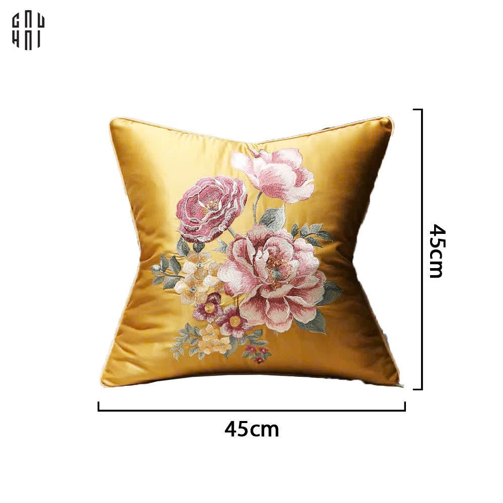 Tết Couture - Vỏ Gối Lụa Thêu Kim / Hỷ Mẫu Đơn 45 - CẬU HAI HOME DECOR