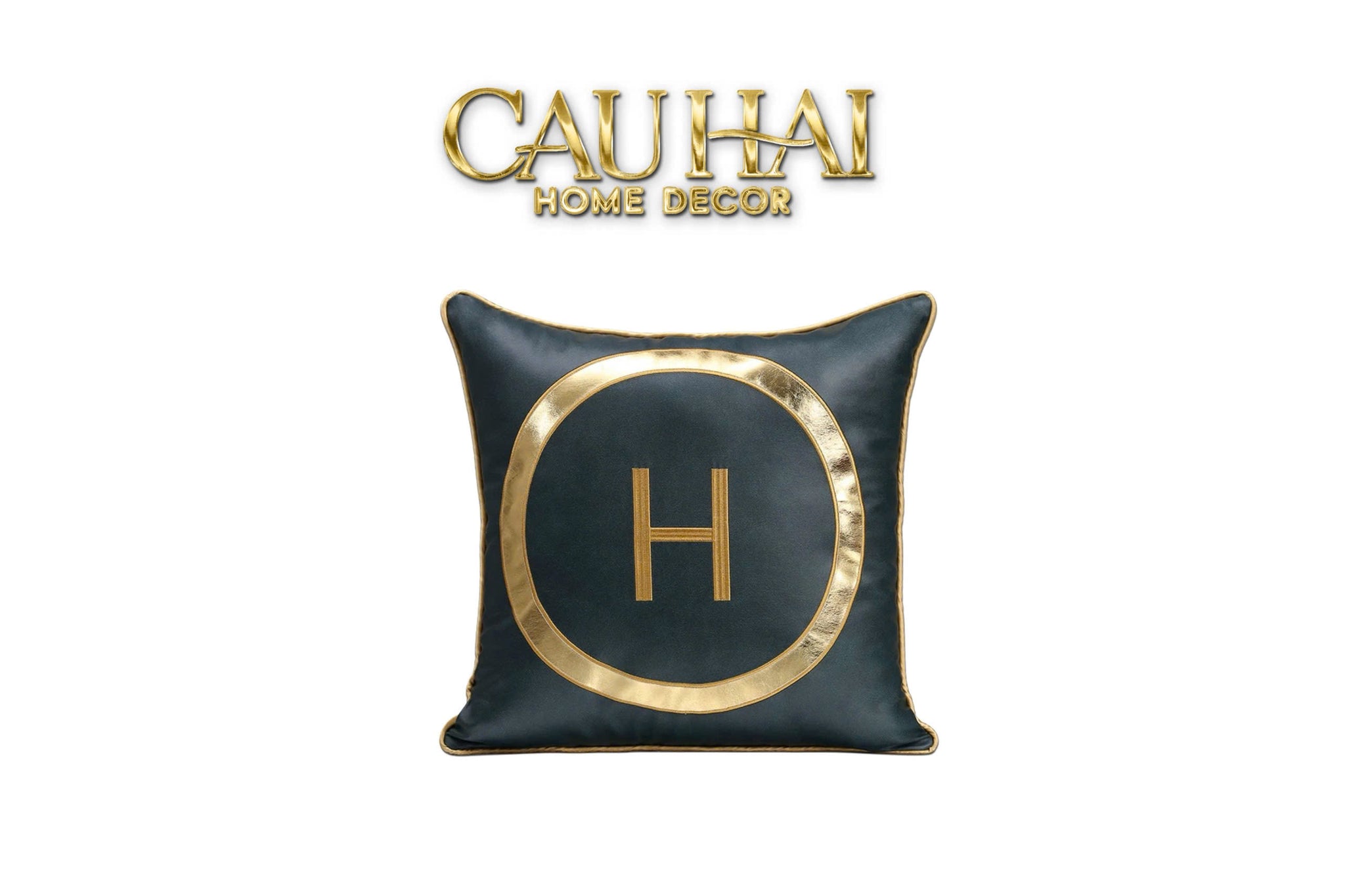 VỎ GỐI DA LUX LEATHER EMERALD GOLDEN ORION 45 - CẬU HAI HOME DECOR