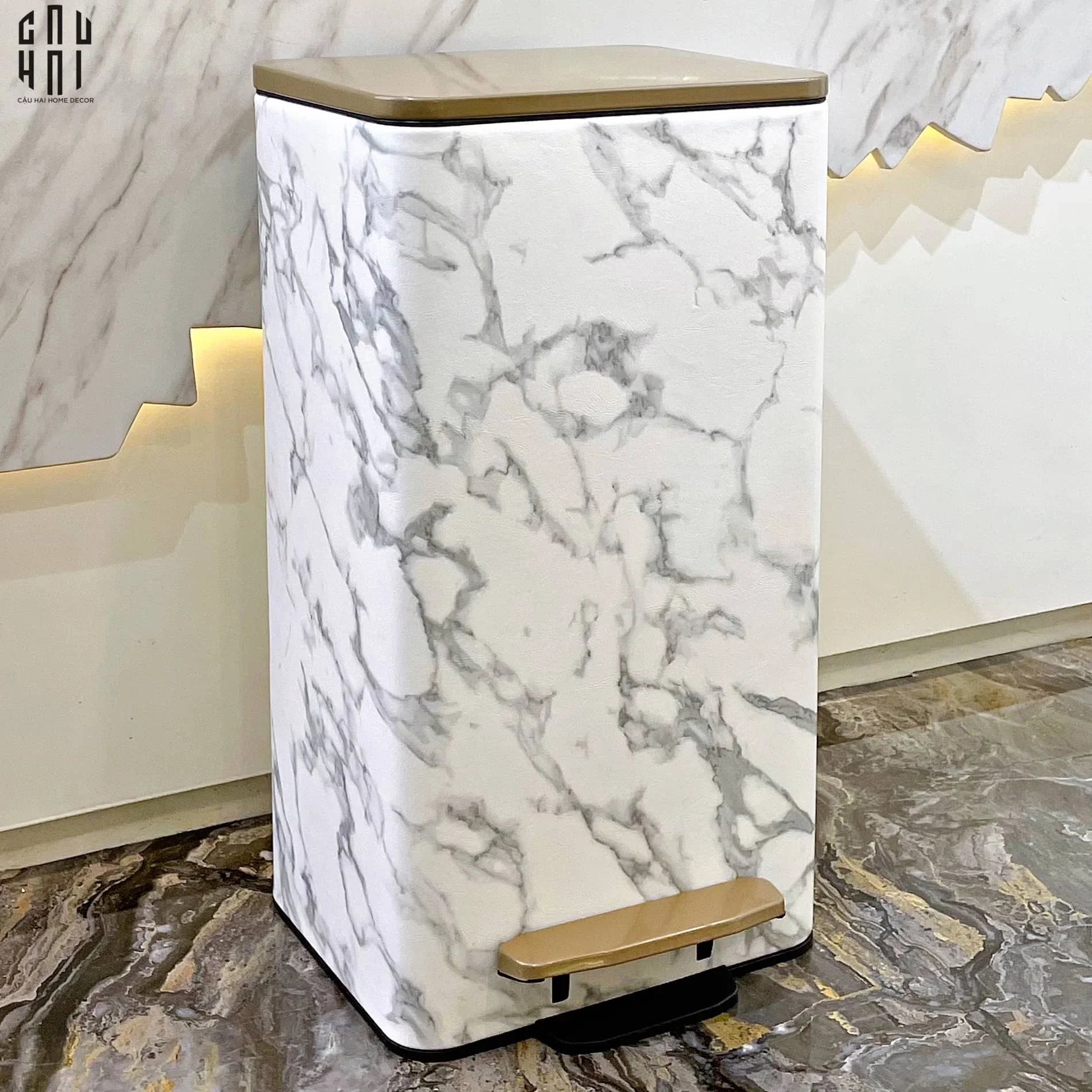 HOME COUTURE - THÙNG RÁC ARTHUR 21L MARBLE TRASH BIN - CẬU HAI HOME DECOR