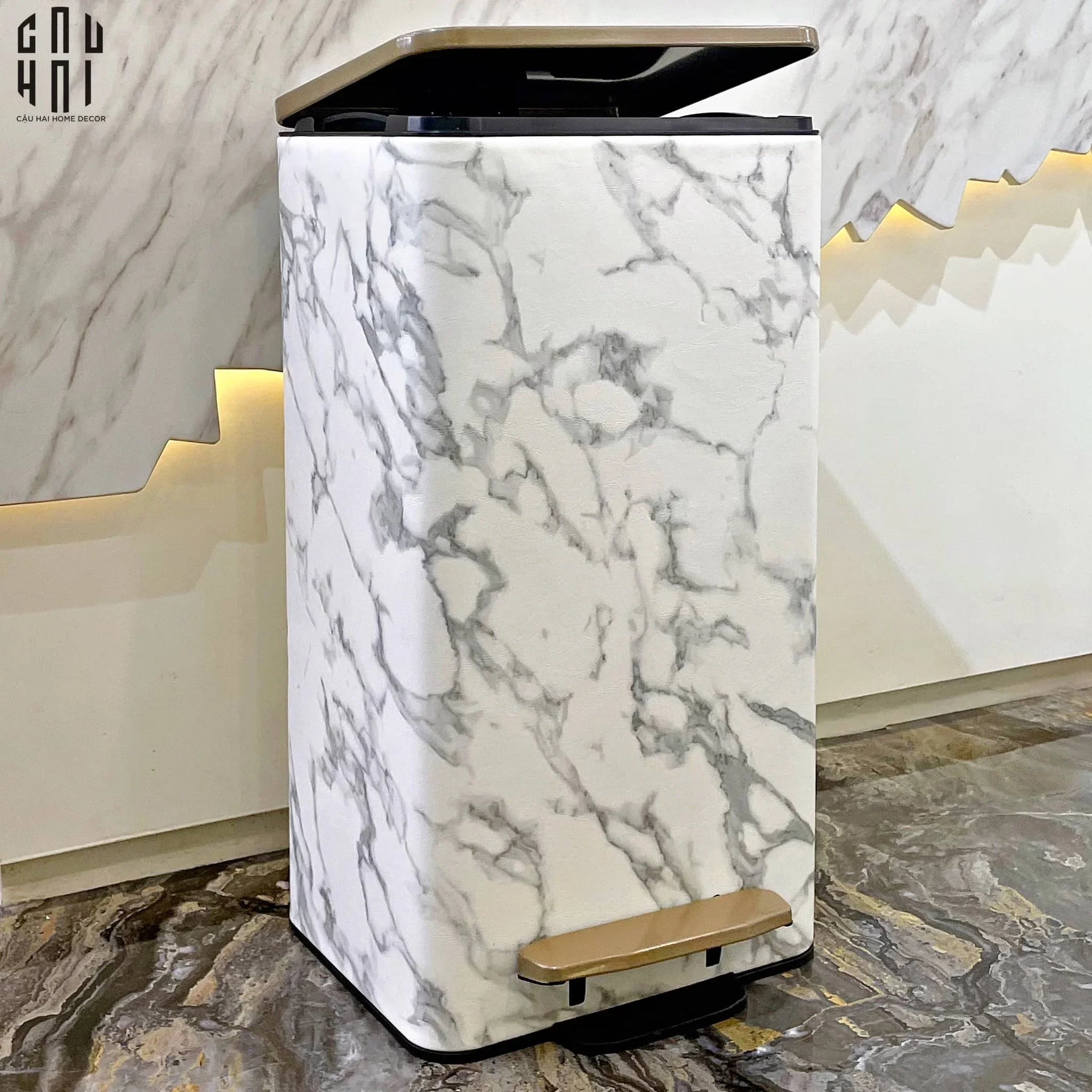 HOME COUTURE - THÙNG RÁC ARTHUR 21L MARBLE TRASH BIN - CẬU HAI HOME DECOR