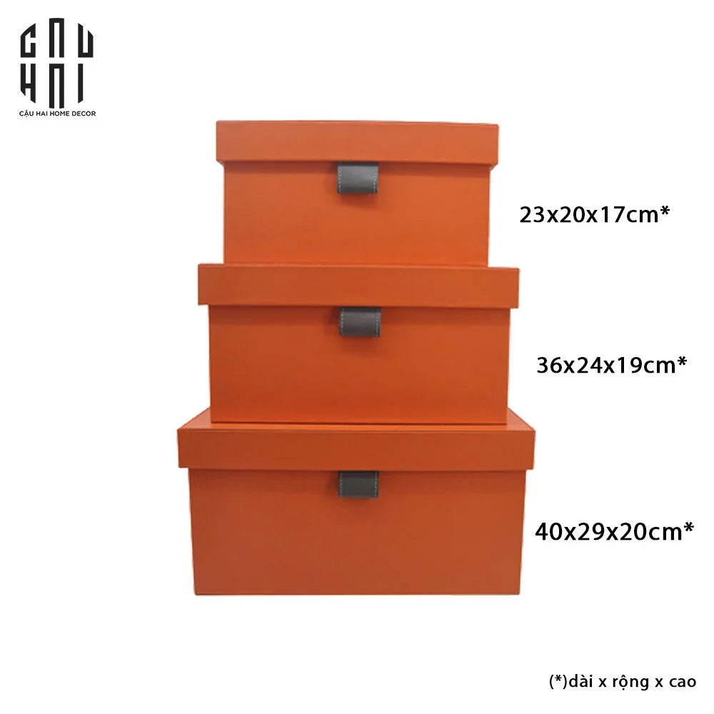 Auburn Modern Leather Box - Set 3 23x20x17 / 36x24x19 / 40x29x20-HỘP TRANG SỨC-Đối tác tại Trung Quốc theo từng đơn đặt hàng-CẬU HAI HOME DECOR