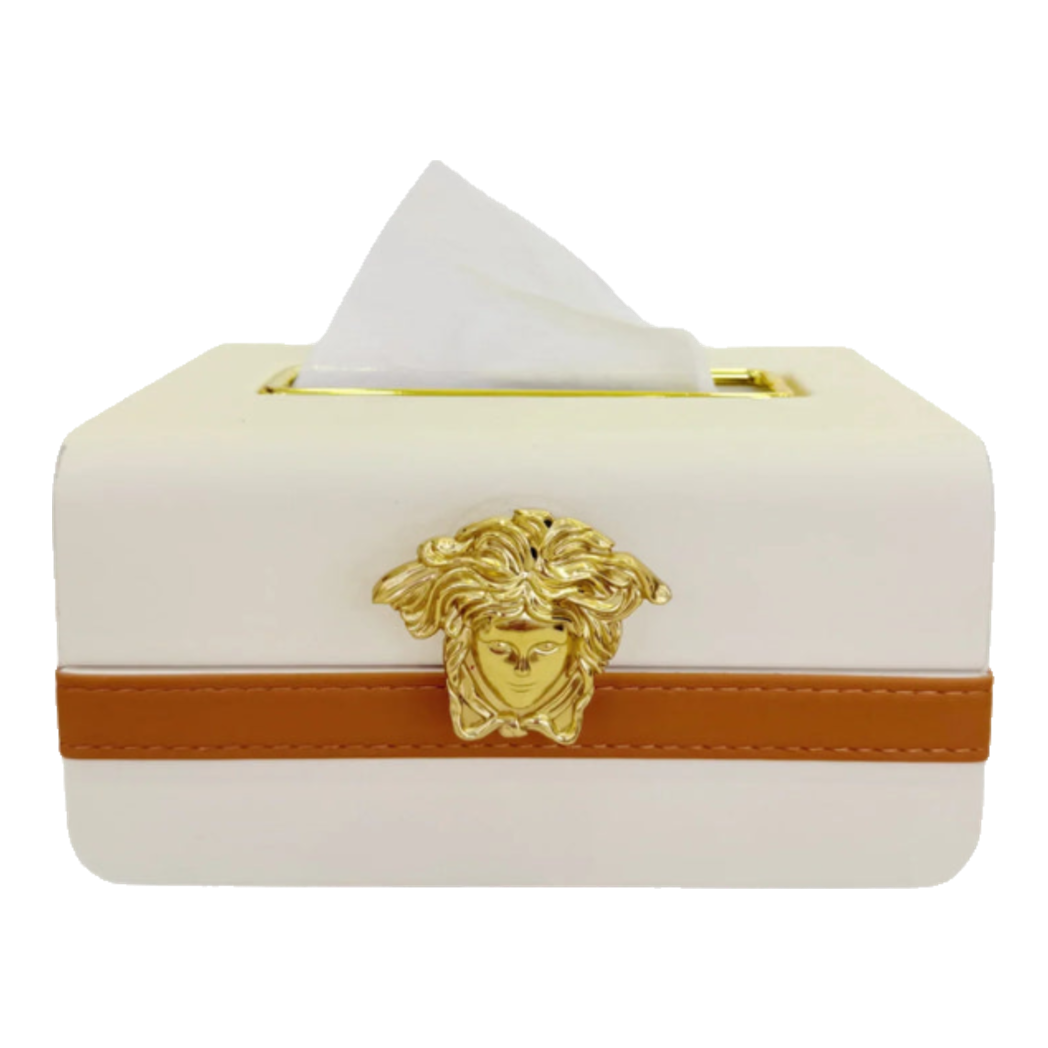 Hộp Khăn Giấy Lux Ivory Leather Medus Spéciale Édition-HỘP KHĂN GIẤY-Đối tác tại Trung Quốc theo từng đơn đặt hàng-CẬU HAI HOME DECOR