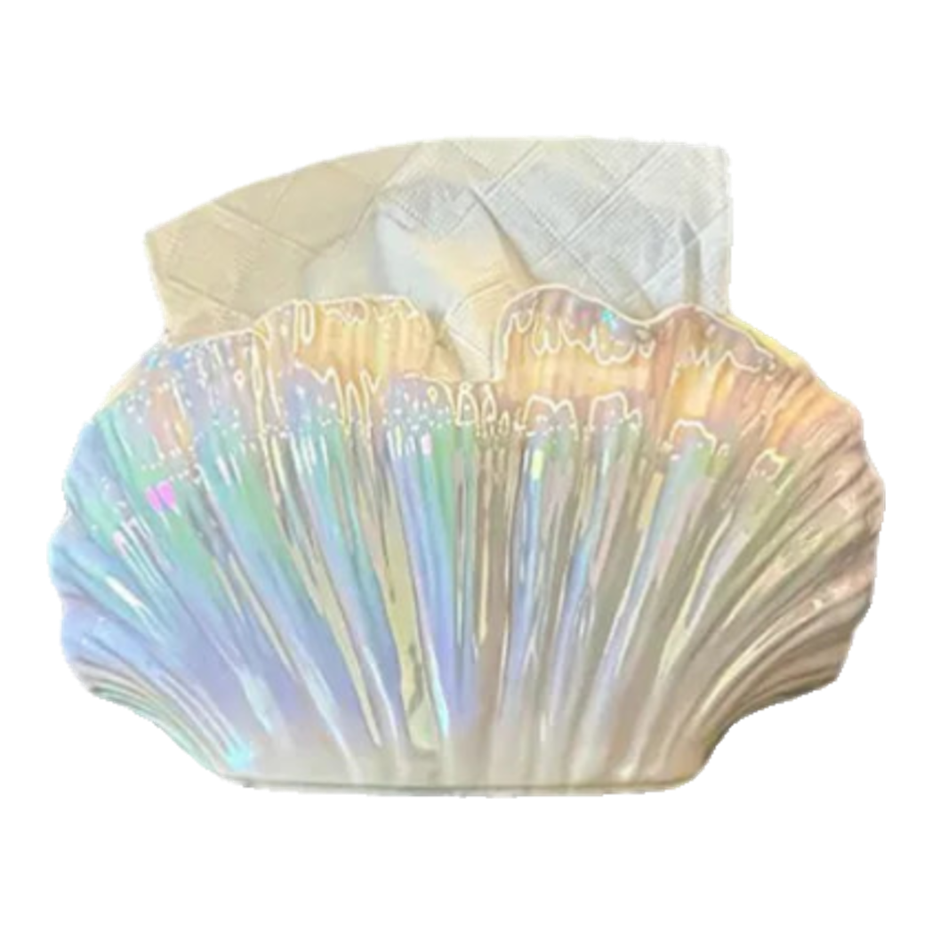 Hộp Khăn Giấy Ceramic White Seashell-HỘP KHĂN GIẤY-Đối tác tại Trung Quốc theo từng đơn đặt hàng-CẬU HAI HOME DECOR