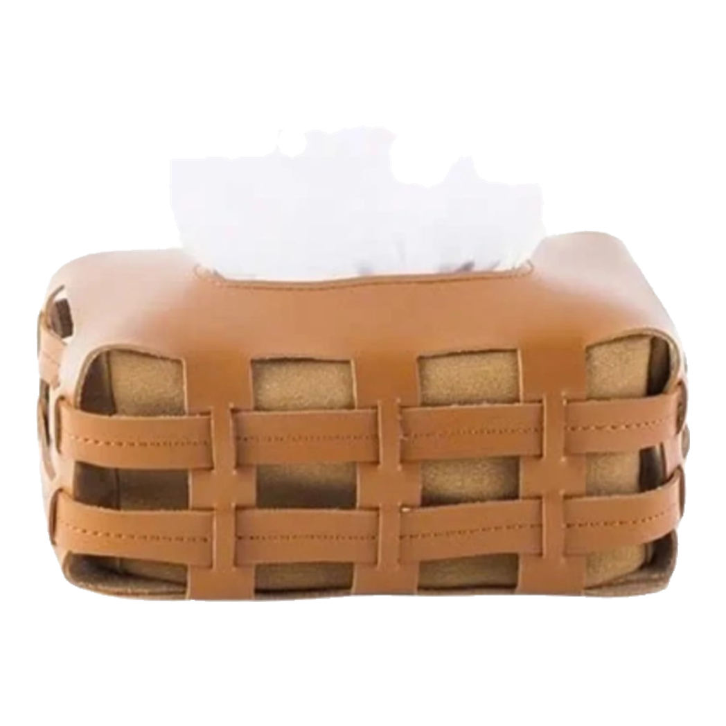 Hộp Khăn Giấy Da Đan Signature Orange Lux Leather Carré Vanity Tissue Holder-HỘP KHĂN GIẤY-Đối tác tại Trung Quốc theo từng đơn đặt hàng-CẬU HAI HOME DECOR