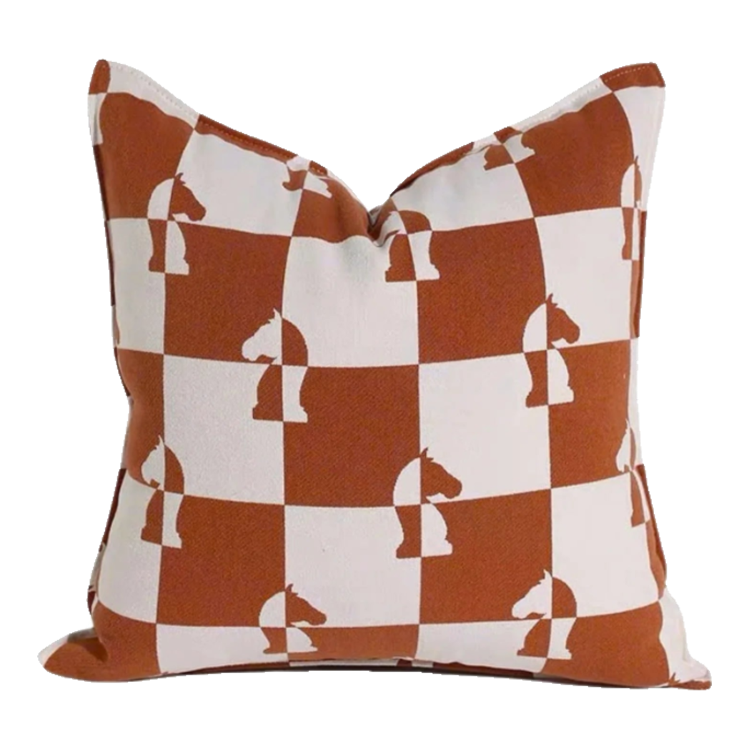 Vỏ Gối Cavalier Checkerboard Ébène Brun Art Cushion 45-VỎ GỐI-Đối tác tại Trung Quốc theo từng đơn đặt hàng-CẬU HAI HOME DECOR