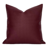 Vỏ Gối Da Burgundy Intrecciato Lattice 45-VỎ GỐI-Đối tác tại Trung Quốc theo từng đơn đặt hàng-CẬU HAI HOME DECOR