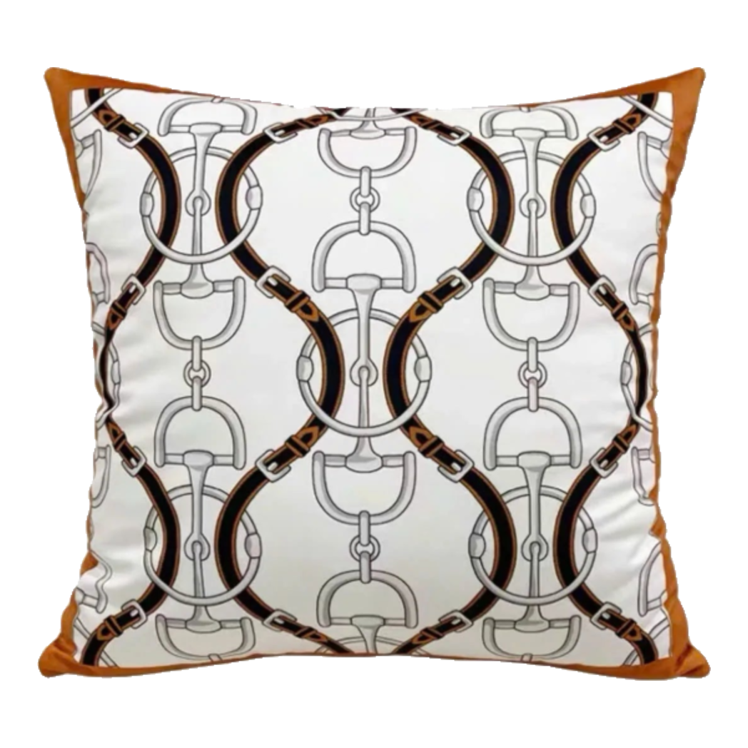 Vỏ Gối Nhung Horsebit Noble Héritage - Blanc Motif 45-VỎ GỐI-Đối tác tại Trung Quốc theo từng đơn đặt hàng-CẬU HAI HOME DECOR
