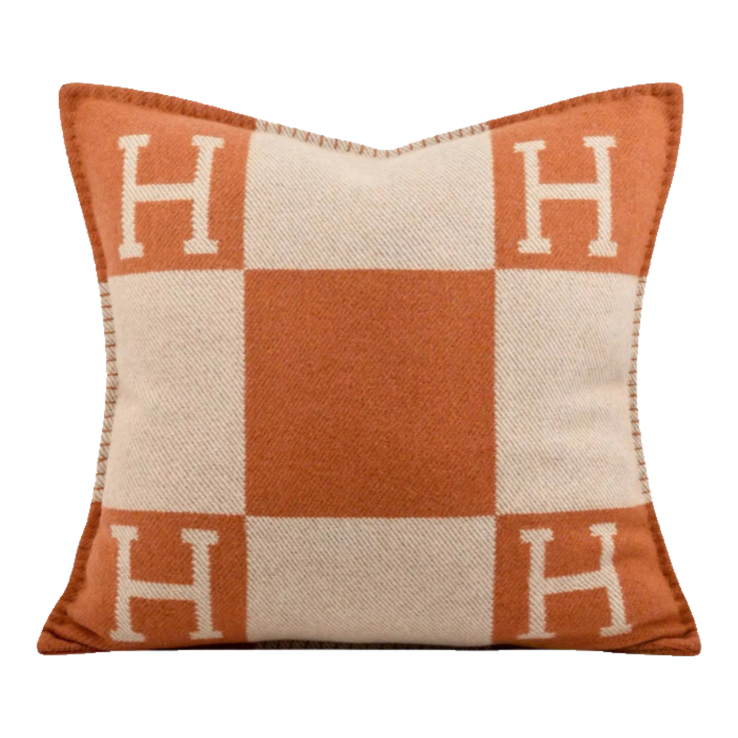 Maison Couture - Vỏ Gối Len Merinos Cashmere Signature Carré H Class 45 - Taupe Orange H-VỎ GỐI-Đối tác tại Trung Quốc theo từng đơn đặt hàng-CẬU HAI HOME DECOR