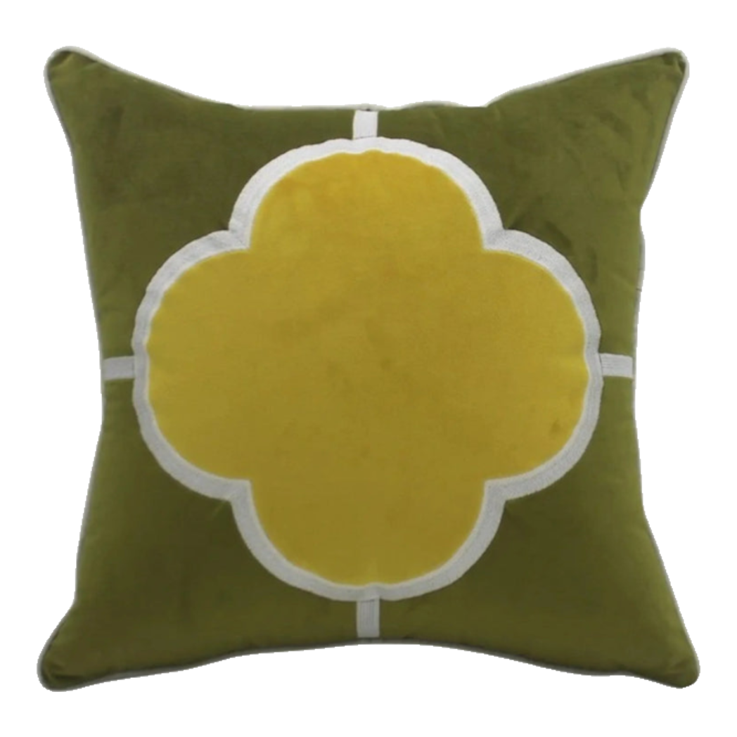 Vỏ Gối Nhung Olive Clover Quatrefoil 45-VỎ GỐI-Đối tác tại Trung Quốc theo từng đơn đặt hàng-CẬU HAI HOME DECOR