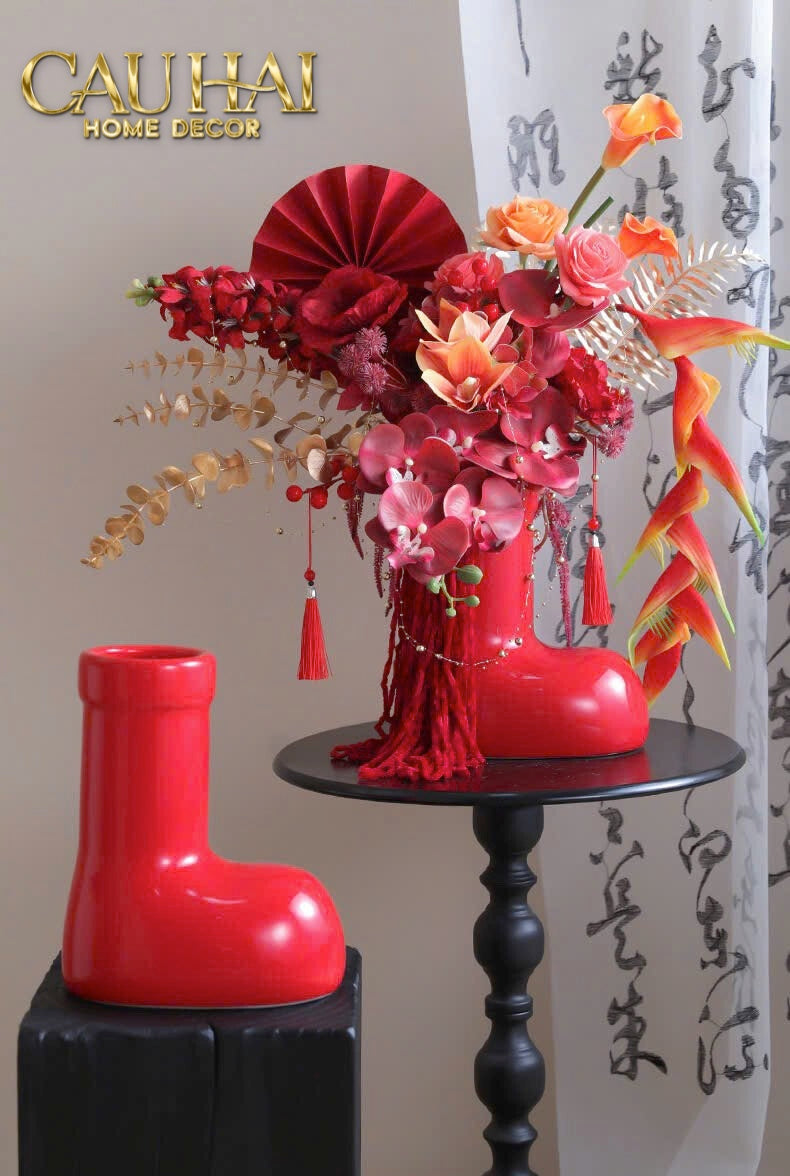 FÊTES COUTURE - BÌNH HOA ROUGE GLOSSY BUBBLR BOOT VASE - CẬU HAI HOME DECOR