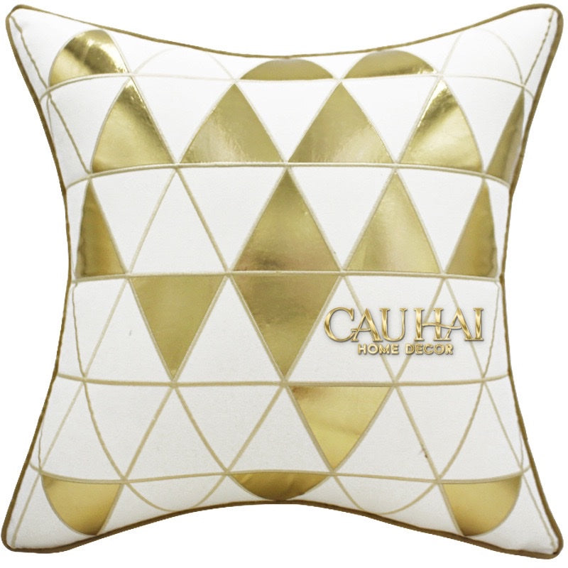 VỎ GỐI COTTON GOLD MOSAIC PYRAMID 50 - CẬU HAI HOME DECOR