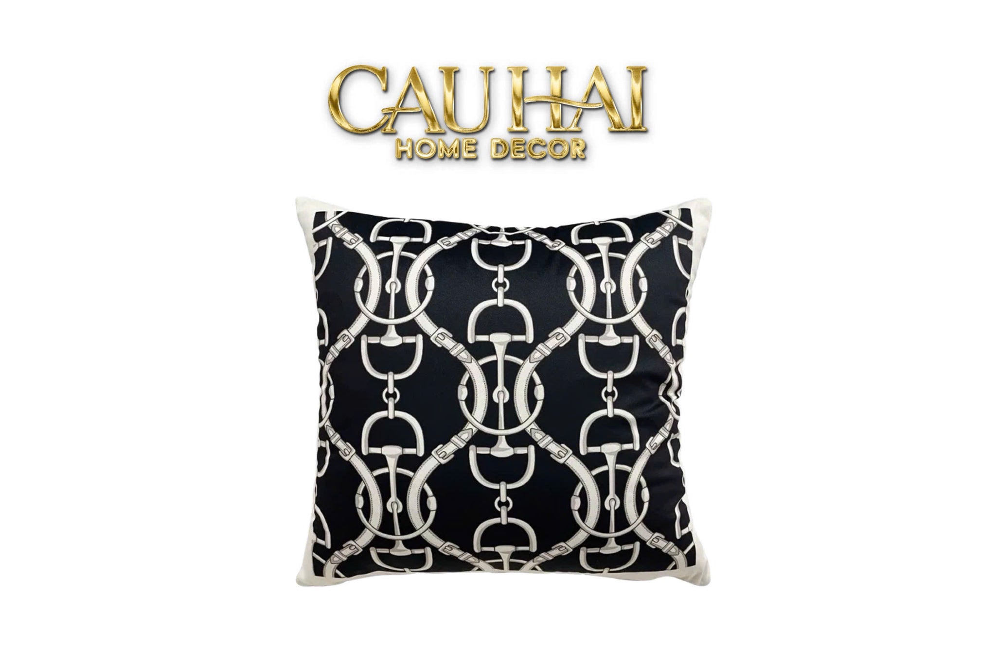 VỎ GỐI NHUNG CHAINE D'ANCRE - NOIR MOTIF 45 - CẬU HAI HOME DECOR